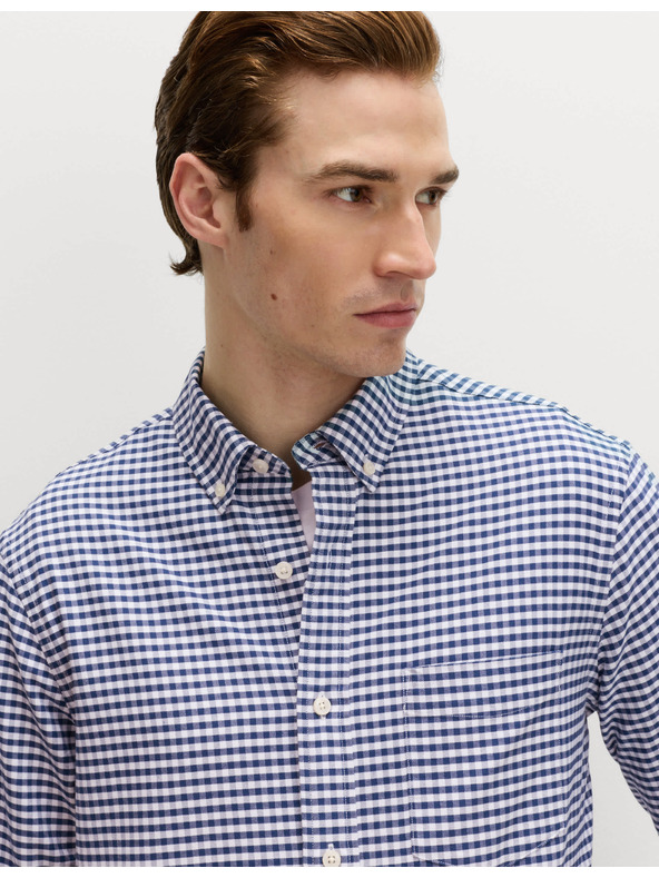 Marks & Spencer Kockovaná košeľa Oxford The Ultimate z čistej bavlny Marks & Spencer námorná modrá