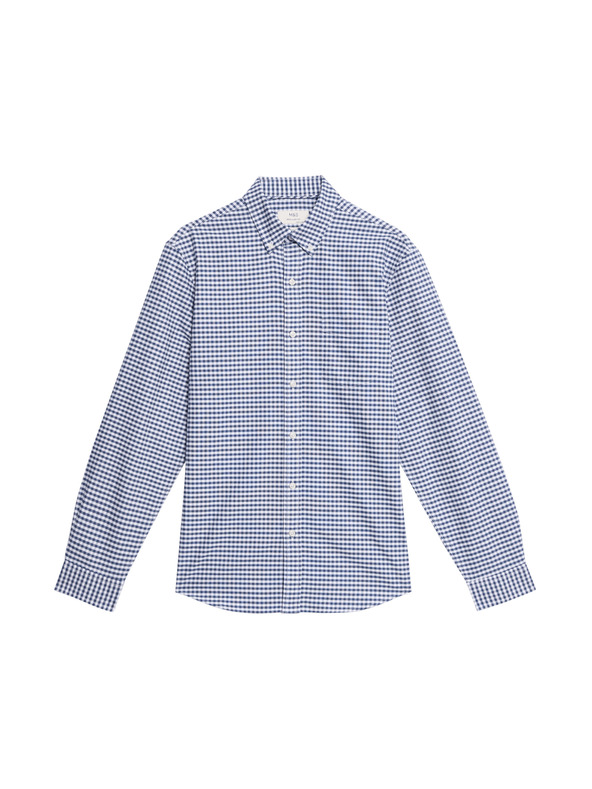 Marks & Spencer Kockovaná košeľa Oxford The Ultimate z čistej bavlny Marks & Spencer námorná modrá