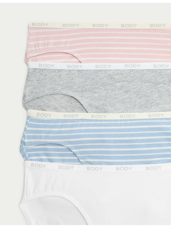 Marks & Spencer Vysoko vykrojené nohavičky s vysokým podielom bavlny Supima, 4 ks Marks & Spencer modrá