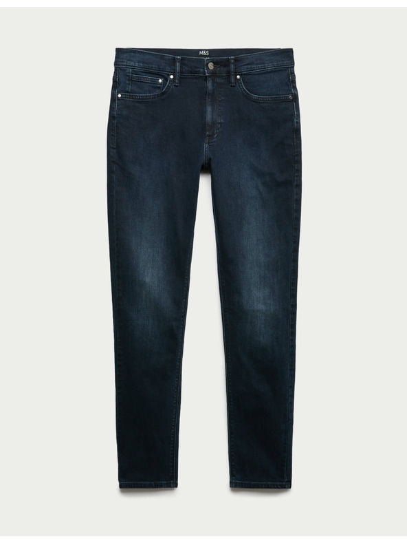 Marks & Spencer Strečové úzke nohavice chinos Marks & Spencer námornícka modrá