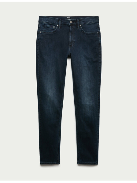 Marks & Spencer Strečové úzke nohavice chinos Marks & Spencer námornícka modrá