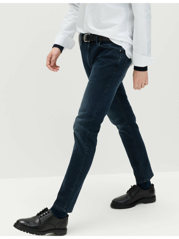 Marks & Spencer Strečové úzke nohavice chinos Marks & Spencer námornícka modrá