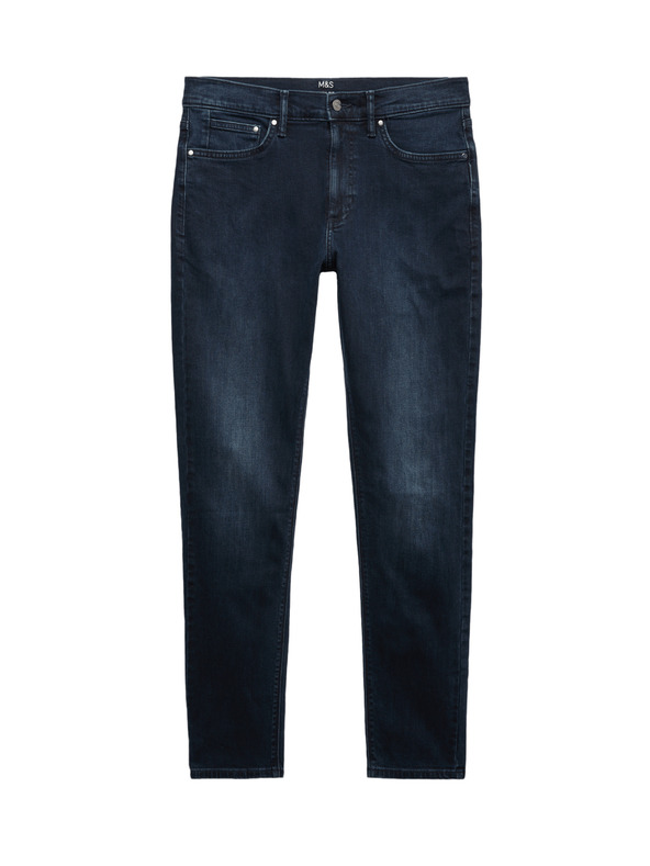 Marks & Spencer Strečové úzke nohavice chinos Marks & Spencer námornícka modrá