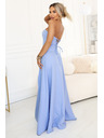 numoco ELARA Korzetnové maxi šaty s rozparkom a viazaním na chrbte - svetlo modré