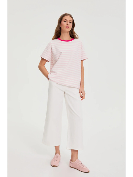 Moodo Oversize mikina s pruhmi ružová Moodo