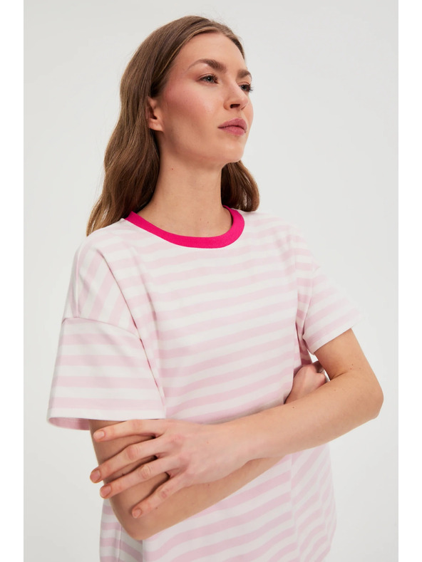 Moodo Oversize mikina s pruhmi ružová Moodo
