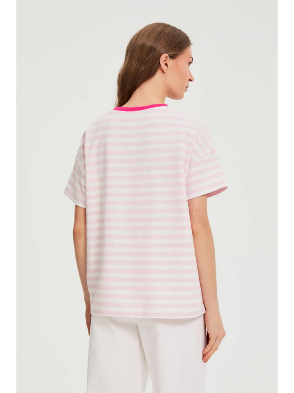 Moodo Oversize mikina s pruhmi ružová Moodo