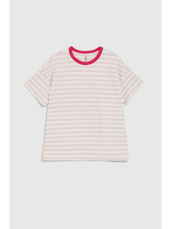 Moodo Oversize mikina s pruhmi ružová Moodo