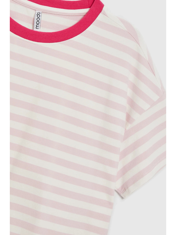 Moodo Oversize mikina s pruhmi ružová Moodo