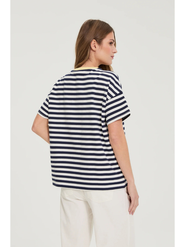 Moodo Oversize mikina s pruhmi tmavo modrá Moodo