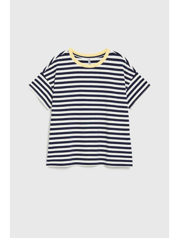 Moodo Oversize mikina s pruhmi tmavo modrá Moodo