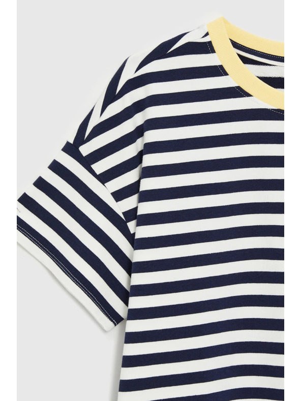 Moodo Oversize mikina s pruhmi tmavo modrá Moodo