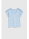 Moodo Halenka s čipkou na rukávoch svetlo modrá Moodo