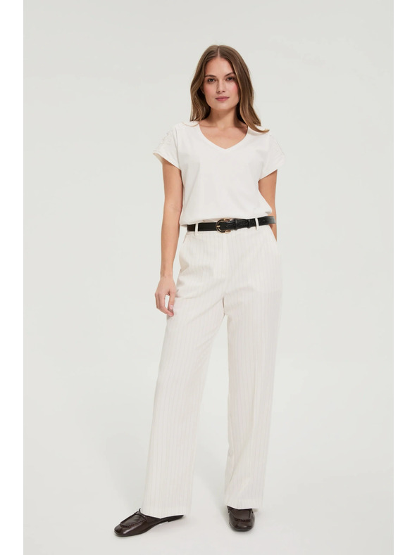 Moodo Halenka s čipkou na rukávoch biela Moodo