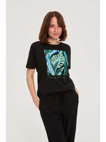 Moodo Tričko s potlačou čierne Moodo