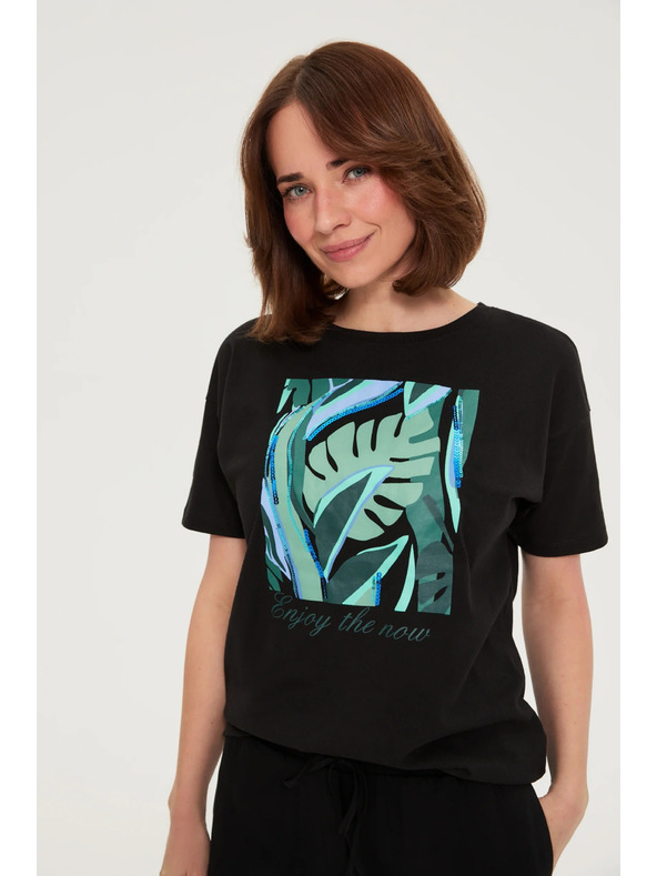 Moodo Tričko s potlačou čierne Moodo