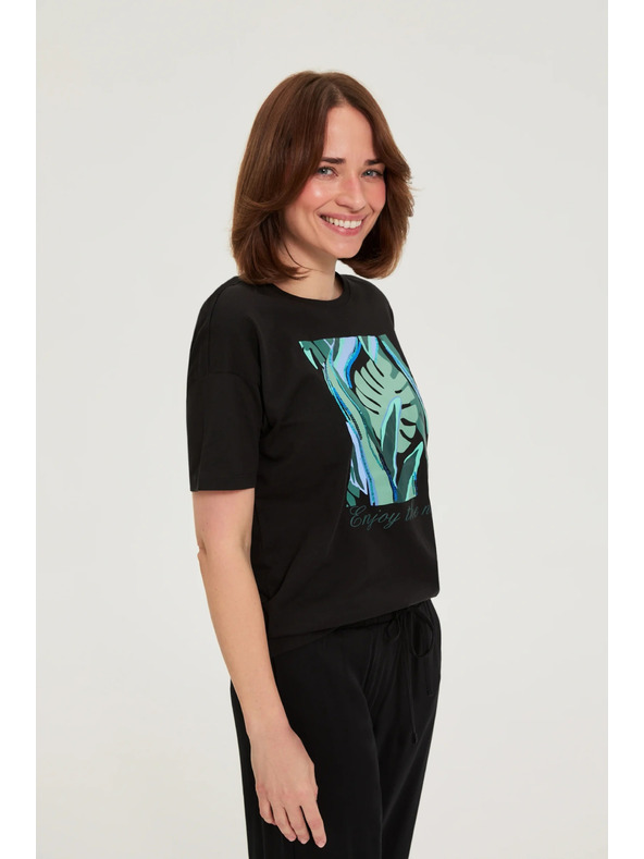 Moodo Tričko s potlačou čierne Moodo