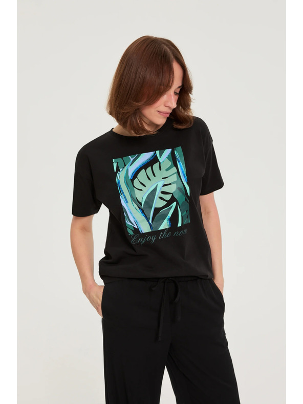 Moodo Tričko s potlačou čierne Moodo