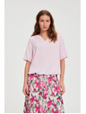 Moodo Ružová košeľa s krátkymi rukávmi Moodo