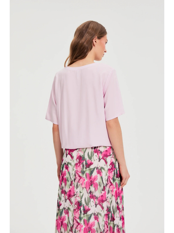 Moodo Ružová košeľa s krátkymi rukávmi Moodo