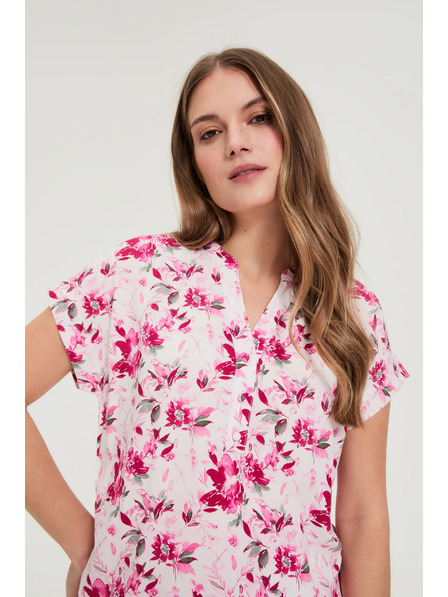 Moodo Košeľa s kvetmi fuchziová Moodo