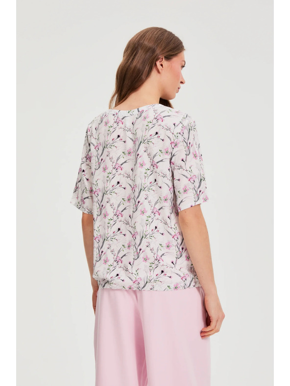 Moodo Košeľa s kvetmi ružová Moodo