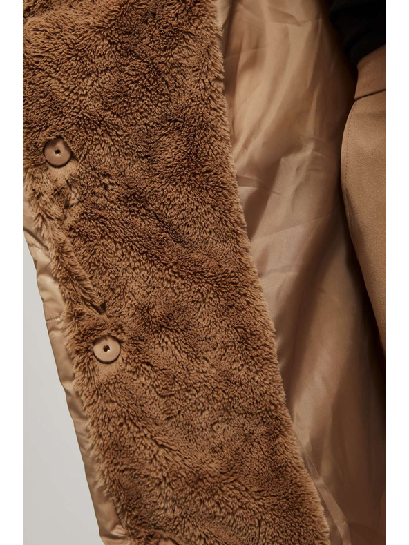 Moodo Dlhá bunda s kapucňou tmavo béžová Moodo