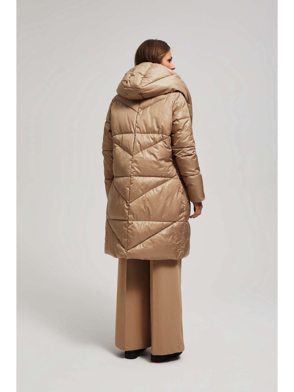 Moodo Dlhá bunda s kapucňou tmavo béžová Moodo