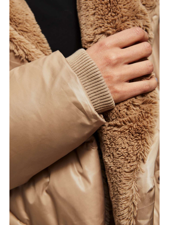 Moodo Dlhá bunda s kapucňou tmavo béžová Moodo