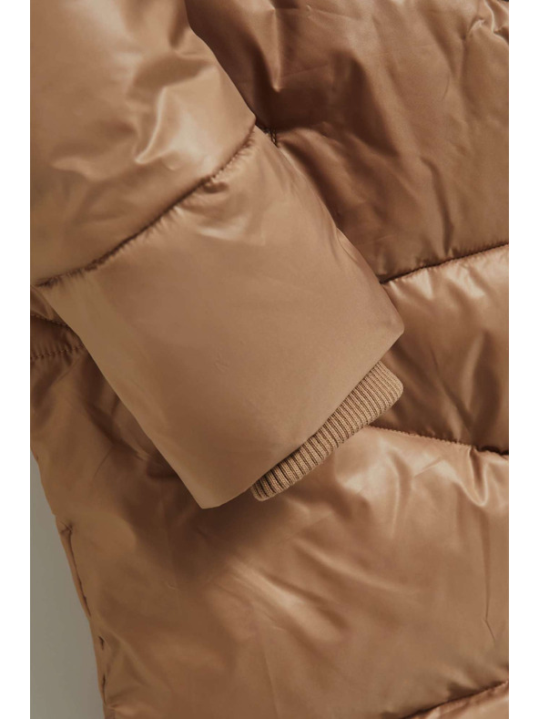 Moodo Dlhá bunda s kapucňou tmavo béžová Moodo