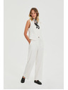 Moodo Oblek nohavice s pruhmi biele Moodo