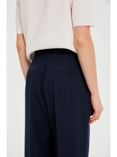 Moodo Nohavice so širokými nohavicami tmavo modré Moodo