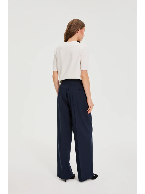 Moodo Nohavice so širokými nohavicami tmavo modré Moodo