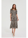 Moodo Vzorované midi šaty béžové Moodo