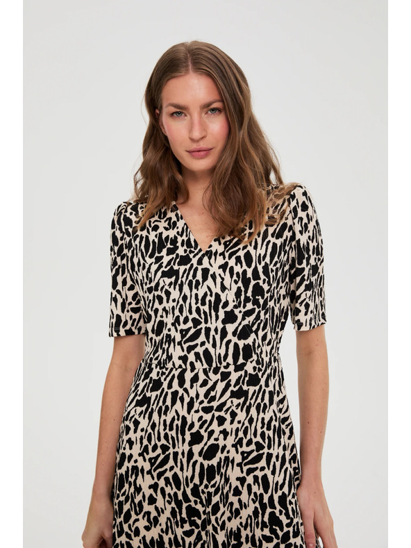 Moodo Vzorované midi šaty béžové Moodo