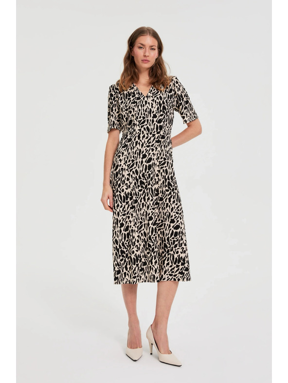 Moodo Vzorované midi šaty béžové Moodo