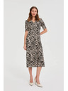Moodo Vzorované midi šaty béžové Moodo