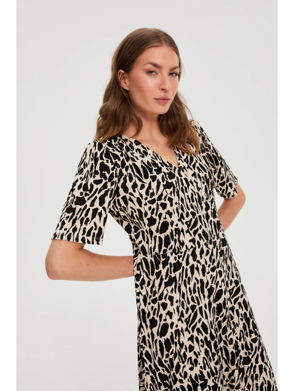 Moodo Vzorované midi šaty béžové Moodo