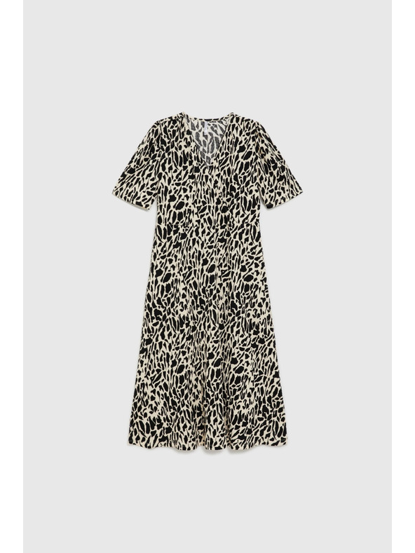 Moodo Vzorované midi šaty béžové Moodo