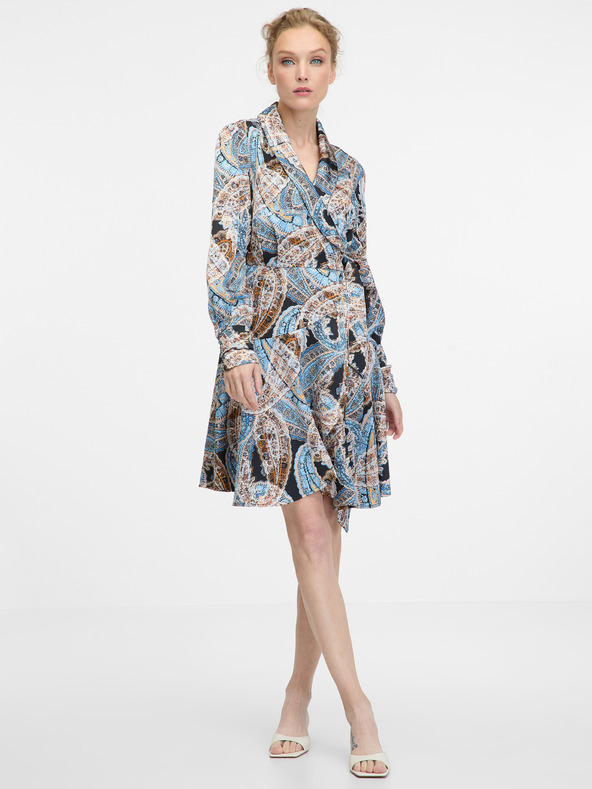 Orsay Modré dámske vzorované šaty ku kolenám ORSAY