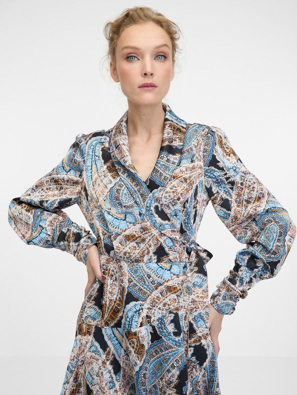 Orsay Modré dámske vzorované šaty ku kolenám ORSAY