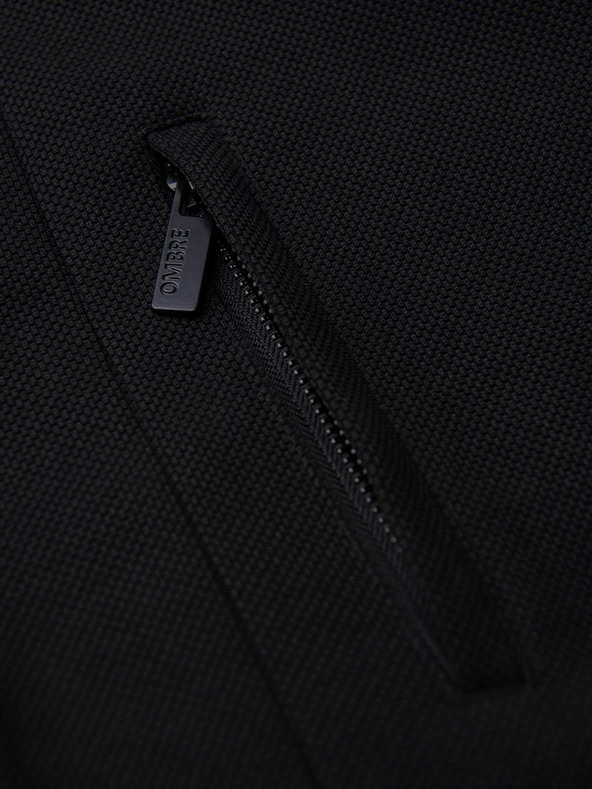 Ombre Clothing Pánsky vypasovaný štruktúrovaný kabát s vysokým golierom - čierny V1 OM-COWC-0136 Ombre Clothing