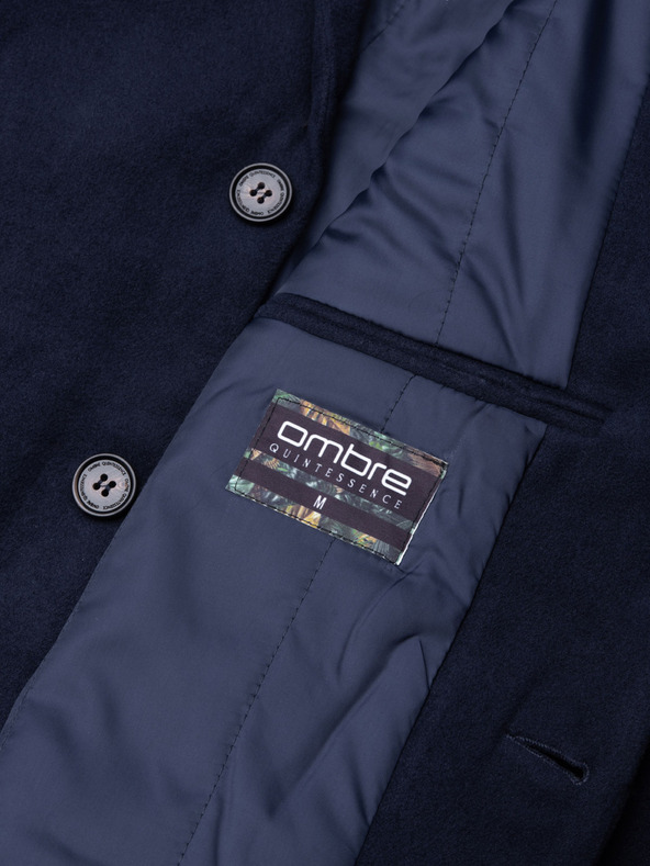 Ombre Clothing Pánsky klasický jednoradový kabát - tmavo modrý V1 C432 Ombre Clothing