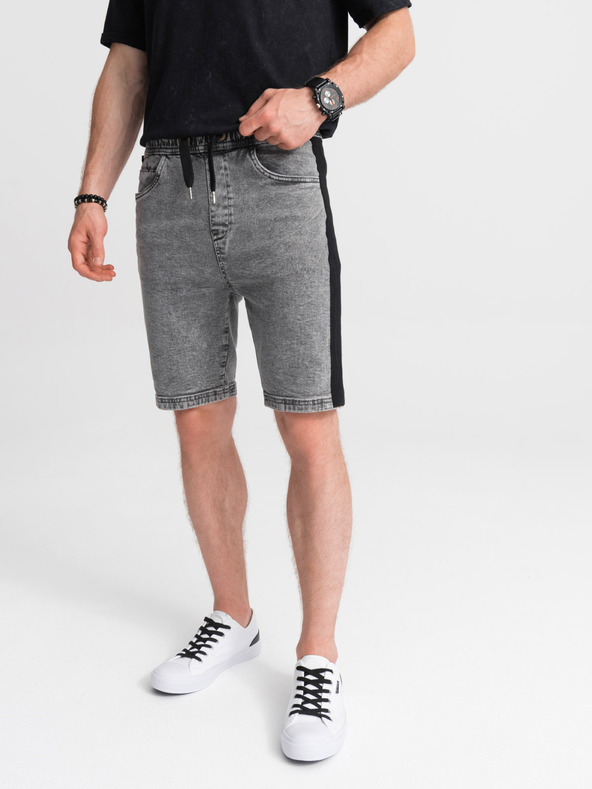 Ombre Clothing Pánske rifľové šortky - sivá W363 Ombre Clothing