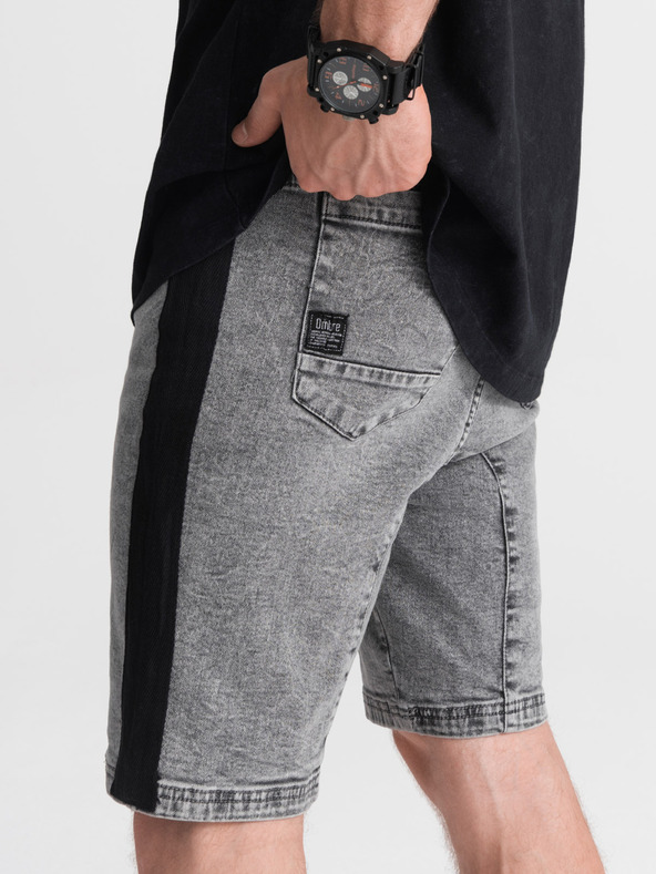 Ombre Clothing Pánske rifľové šortky - sivá W363 Ombre Clothing