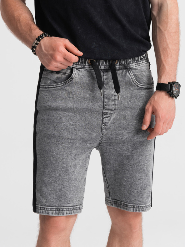 Ombre Clothing Pánske rifľové šortky - sivá W363 Ombre Clothing