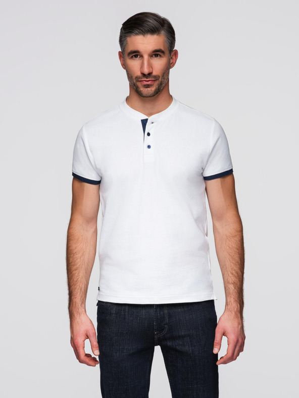 Ombre Clothing Biele pánske polo tričko Ombre Clothing