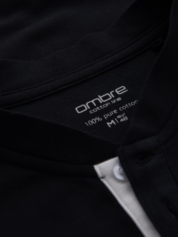 Ombre Clothing Čierna pánska polokošeľa Ombre Oblečenie