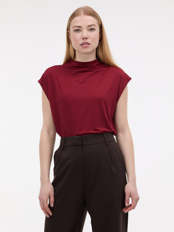 Orsay Vínové dámske tričko s krátkym rukávom ORSAY