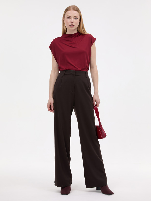 Orsay Vínové dámske tričko s krátkym rukávom ORSAY